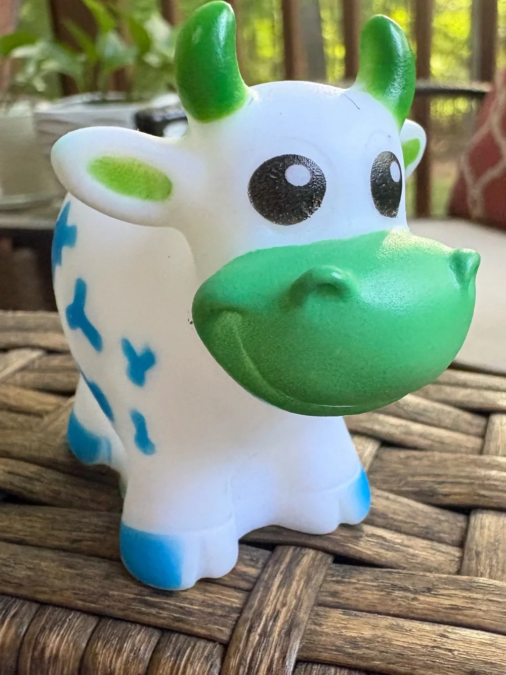 Cow Toy Moo Moo Subaru Blue & white cute smiling cow with green accents #cow